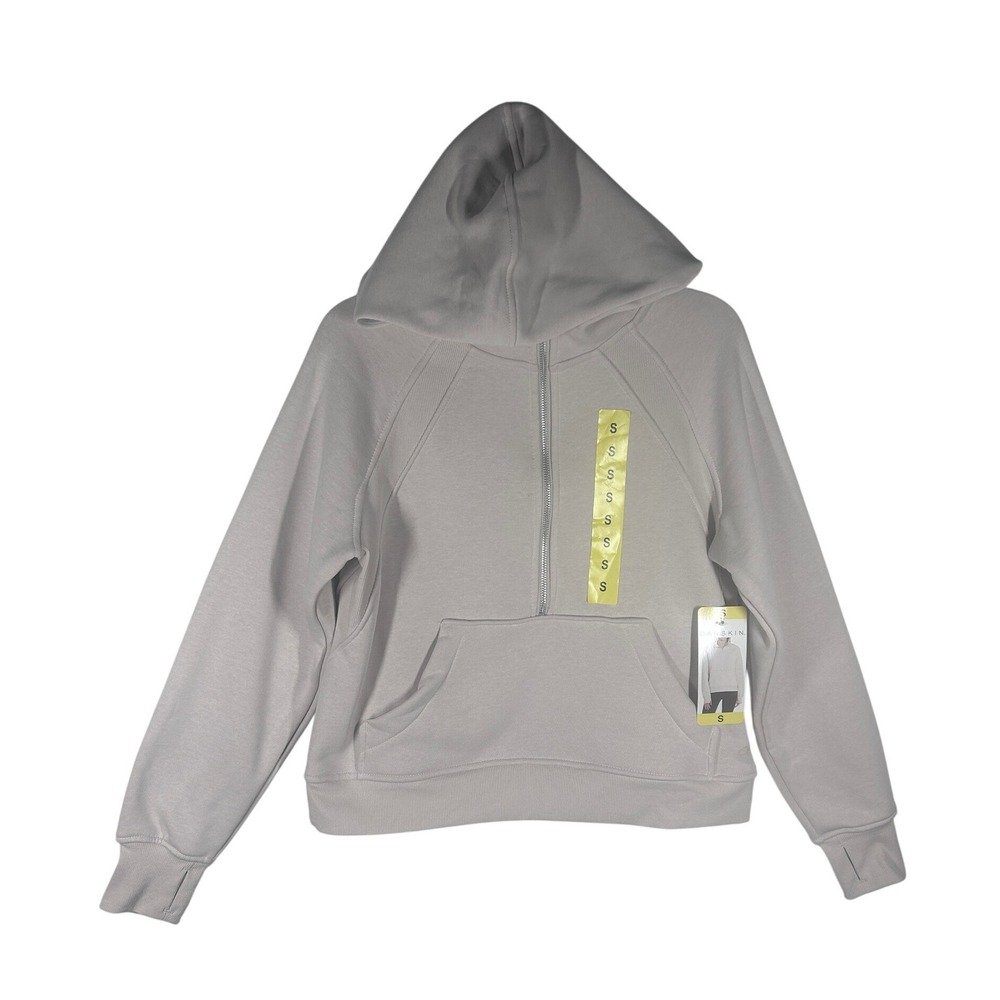 Danskin Mixed Rib Cozy‎ Half Zip Pullover Hoodie Moonbeam Size Small NEW